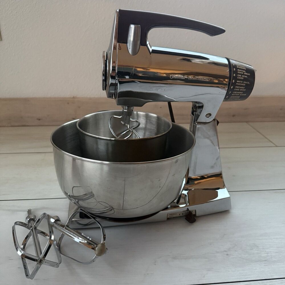 Vintage Sunbeam Mixmaster 12 Speed Stand Mixer Brown Chrome Bowls Mixers TESTED